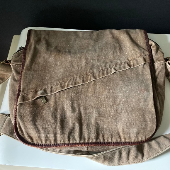 Bed Stu Brown Canvas Messenger Bag - Picture 1 of 8